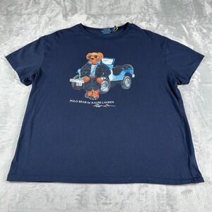 Polo Ralph Lauren Polo Bear Car Tshirt Womens Large Navy Blue Preppy Streetwear